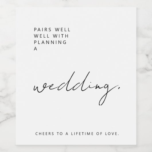 Pardon met een bruiloft wijn etiket (Enkel label)