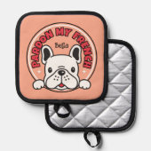 Pardon Mijn Franse Bulldog Roze Frenchie Cartoon D Pannenlap (Voorkant / Achterkant)