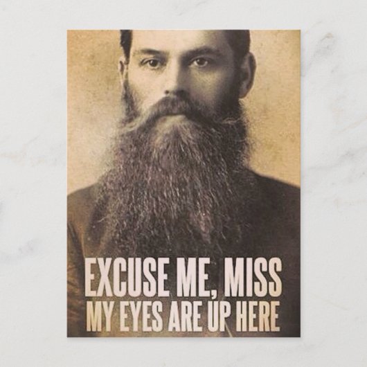 Pardon Miss, mijn ogen zijn hier. Briefkaart (Voorkant)