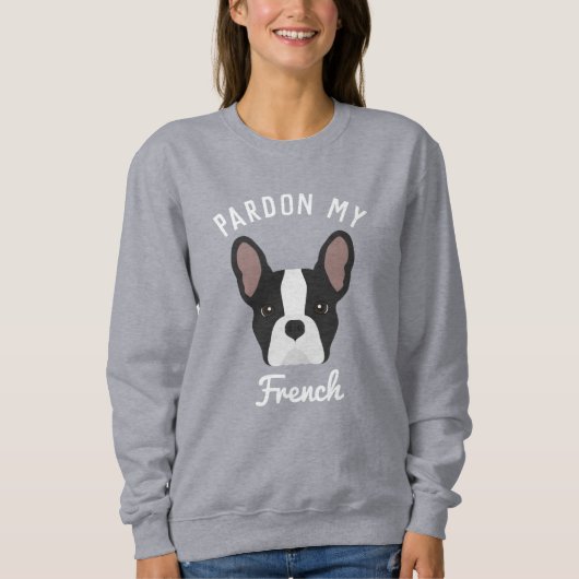 Pardon my French Black and White French Bulldog Trui (Voorkant)