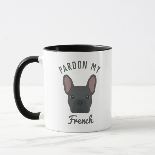 Pardon my French Blue Bulldog Coffee Mok (Links)