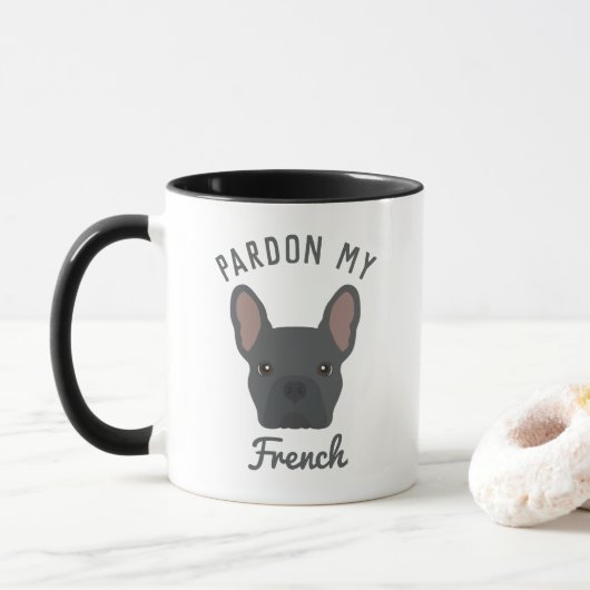 Pardon my French Blue Bulldog Coffee Mok (Met donut)