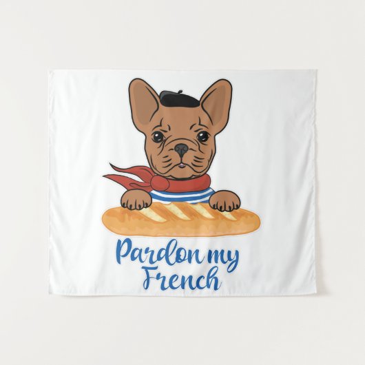 Pardon My French - Funny French Bulldog Wandkleed (Voorkant (horizontaal))