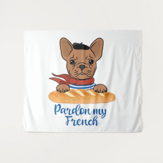 Pardon My French - Funny French Bulldog Wandkleed (Voorkant (horizontaal))