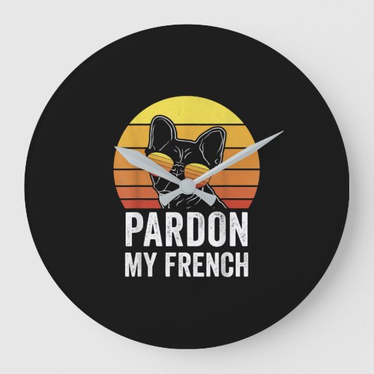Pardon My French Hondenliefhebber Gift Frenchie Bu Grote Klok (Voorkant)