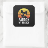 Pardon My French Hondenliefhebber Gift Frenchie Bu Vierkante Sticker (Tas)