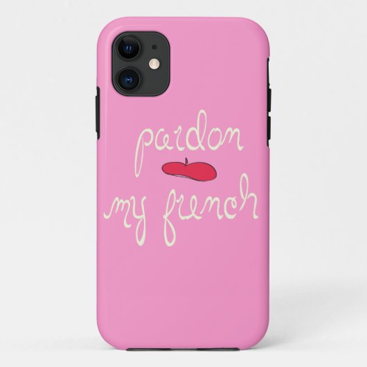Pardon My French met Beret Case-Mate iPhone Case (Achterkant)