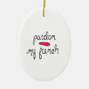 Pardon My French met Beret Keramisch Ornament