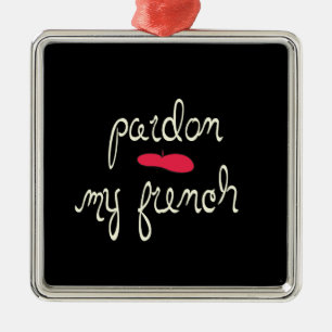 Pardon My French met Beret Metalen Ornament