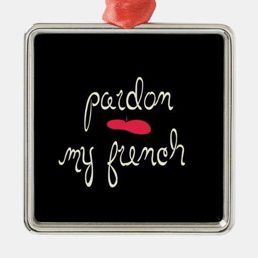 Pardon My French met Beret Metalen Ornament (Voorkant)