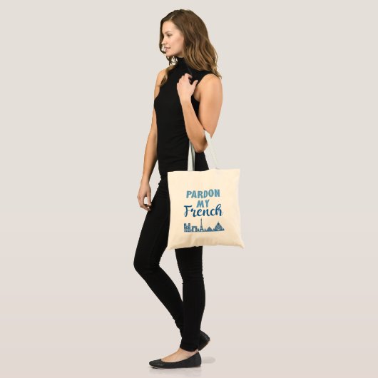 Pardon My French - Paris Skyline Tote Bag (Voorkant (model))