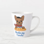 Pardon My Frenchie - Funny French Bulldog Latte Mok (Rechts)