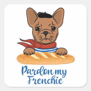 Pardon My Frenchie - Funny French Bulldog Vierkante Sticker
