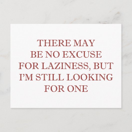 Pardon voor luiheid briefkaart (Voorkant)