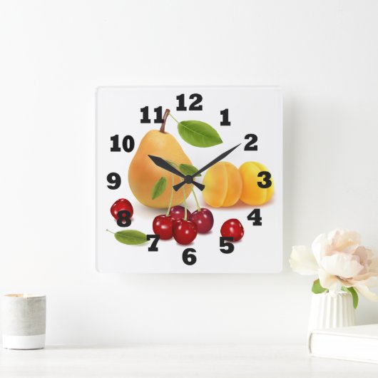Pareabrikozen en kersen vierkante klok (Huis)