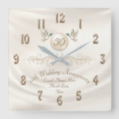 Parel 30e huwelijksjubileum cadeaus, uw tekst vierkante klok (Voorkant)