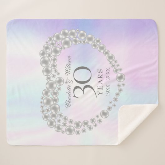 Parel 30e huwelijksjubileum Chic Elegant Sherpa Deken (Voorkant (horizontaal))