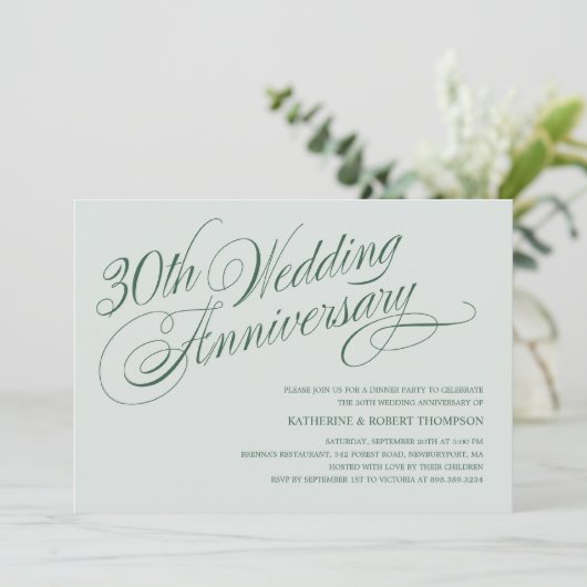 Parel 30e huwelijksjubileum uitnodigingen (Staand voorkant)