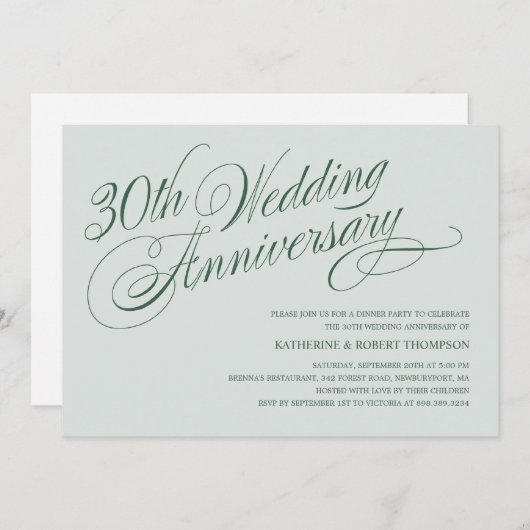 Parel 30e huwelijksjubileum uitnodigingen (Voorkant / Achterkant)