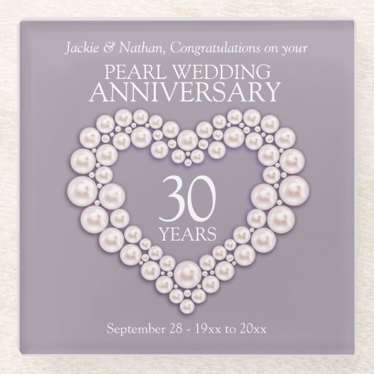 Parel 30e verjaardag glazen onderzetter (Voorkant)