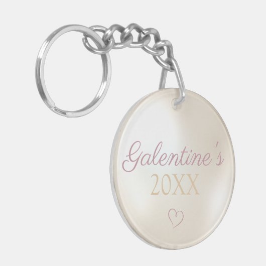 Parel achtergrond Galentine's Acryl Sleutelhanger (Voorkant Links)