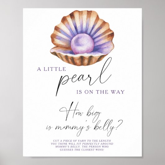 Parel baby shower Hoe groot is mama's buik spel Poster (Voorkant)