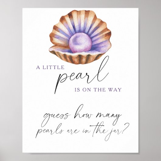 parel baby shower Raad eens hoeveel parels Poster (Voorkant)