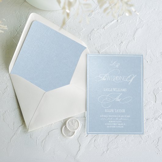 Parel Blauwe Luxe Romantische Bruiloft Kaart