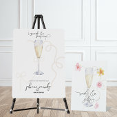 Parel, Bloemblaadjes + Prosecco | Kaarten & Cadeau Reclamebord Met Voetstuk