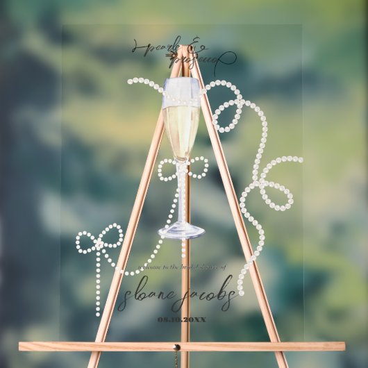 Parel, Bloemblaadjes + Prosecco | Parel Bruidsdouc Acryl Bord (Neutraal)