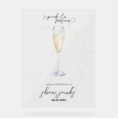 Parel, Bloemblaadjes + Prosecco | Parel Bruidsmeis Acryl Bord (Voorkant)