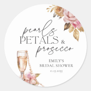 Parel Bloemen & Prosecco Bloem Bruiloftsdiner Ronde Sticker