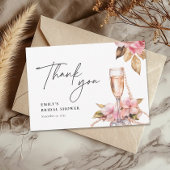 Parel Bloemen & Prosecco Bloemig Bruidsdiner Bedankkaart