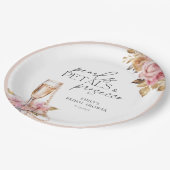 Parel Bloemen & Prosecco Bloemig Bruidsdiner Papieren Bordje (Gekanteld)