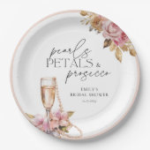 Parel Bloemen & Prosecco Bloemig Bruidsdiner Papieren Bordje (Voorkant)