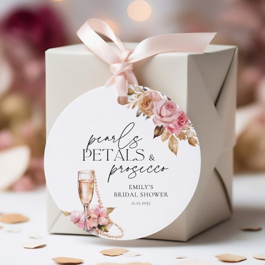 Parel Bloemen & Prosecco Bloemige Bruids-Shower Bedankjes Labels