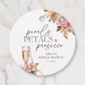 Parel Bloemen & Prosecco Bloemige Bruids-Shower Bedankjes Labels (Voorkant)