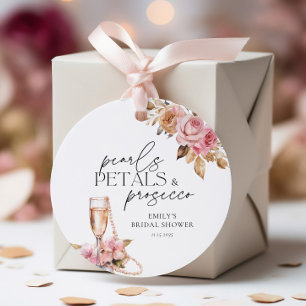 Parel Bloemen & Prosecco Bloemige Bruidsdouche Bedankjes Labels