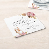 Parel Bloemen & Prosecco Bloemige Bruidsdouche Kartonnen Onderzetters (Schuin)