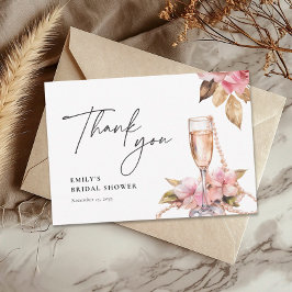Parel Bloemen & Prosecco Bloemrijke Bruidsdouche Bedankkaart