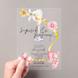 Parel, Bloemen + Prosecco | Bruidsmeisjes Bruiloft Acryl Uitnodigingen