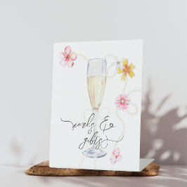 Parel, Bloemen + Prosecco | Bruiloft Kaarten & Cad Reclamebord Met Voetstuk