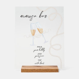 Parel, Bloemen & Prosecco | Mimosa Bar Bruiloft Acryl Bord