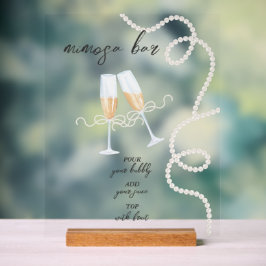 Parel, Bloemen & Prosecco | Mimosa Bar Bruiloft Acryl Bord