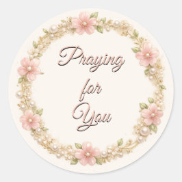 Parel Bloemenkrans Elegant Pastel Ronde Sticker