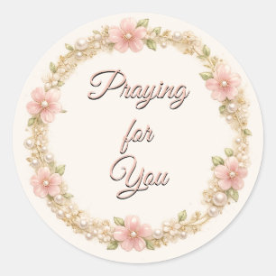 Parel Bloemenkrans Elegant Pastel Ronde Sticker