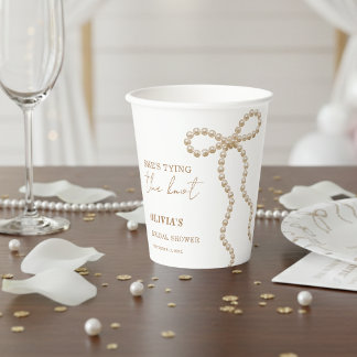 Parel Bow Ze Krijgt de Knoop Toe Bridal Shower Bow Papieren Bekers