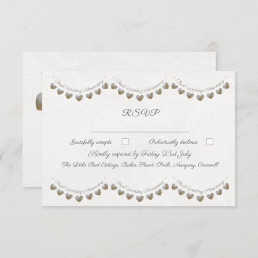 Parel bruiloft 30 jaar getrouwd RSVP kaartje (Voorkant / Achterkant)