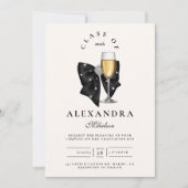 Parel Champagneglas Afstuderen Kaart (Voorkant)