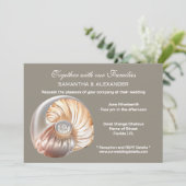 Parel Conch Schelp Strand Bruiloft Kaart (Staand voorkant)
